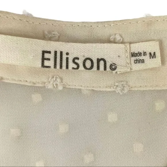 Stitch Fix Ellison Swiss Dot top ivory blouse -M - Picture 12 of 17